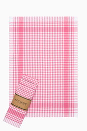 Hermia Juego 5 Toallas de Mano Rosa 45x65 cm Algodón y Poliéster Cuadros 225 g/m²